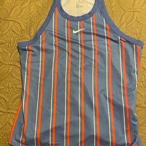 Nike Women's Tank Top with Blue, Orange, and White Stripes
